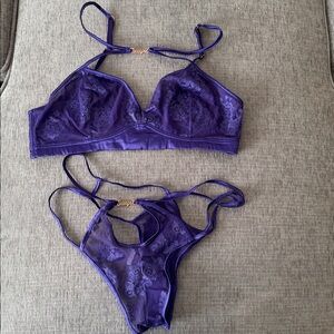 Savage X Fenty Deep Purple Lace Bralette and Panty BRAND-NEW